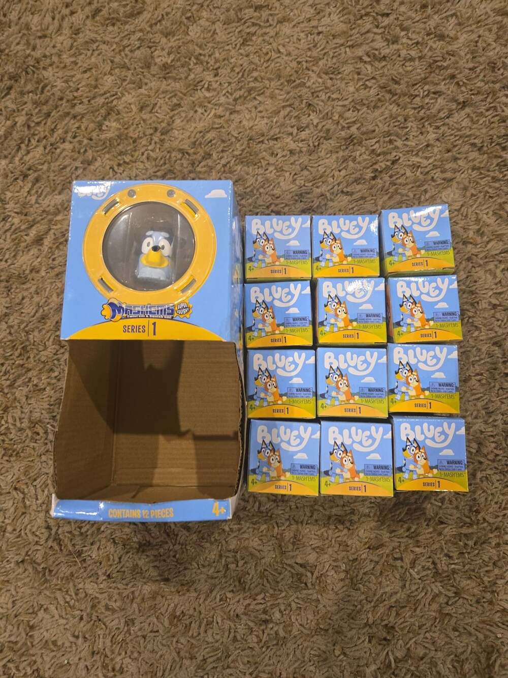** New Lot of 12 sealed with display case bluey mash'ems series 1